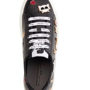 Brand New Karl Lagerfeld Black Sneakers with Gold and Red Details